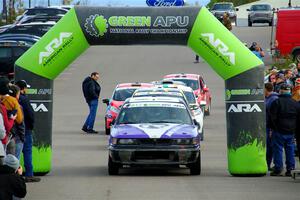 Michael Miller / Angelica Miller Mitsubishi Galant VR-4 leaves the ceremonial start.