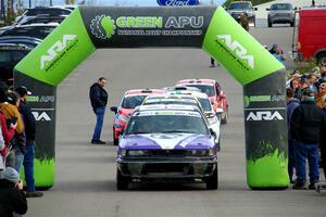 Michael Miller / Angelica Miller Mitsubishi Galant VR-4 leaves the ceremonial start.