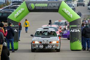 Nick Morris / Josh Kemp Subaru Impreza leaves the ceremonial start.