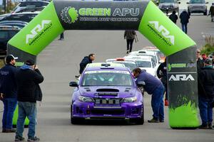 Silas Himes / Charlotte Himes Subaru WRX STi at the ceremonial start.