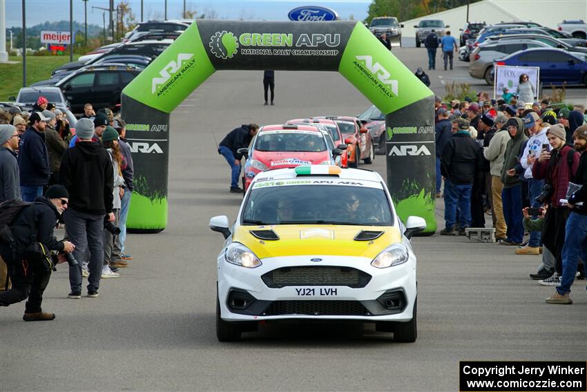 Al Kaumeheiwa / Cindy Krolikowski Ford Fiesta Rally3 leaves the ceremonial start.