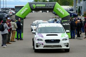 Jamey Randall / Andrew Rausch Subaru WRX leaves the ceremonial start.