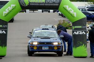 Corey Morris / Josh Nykanen Subaru Impreza at the ceremonial start.