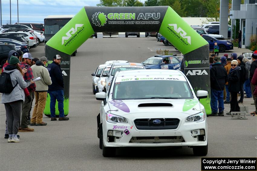 Jamey Randall / Andrew Rausch Subaru WRX leaves the ceremonial start.