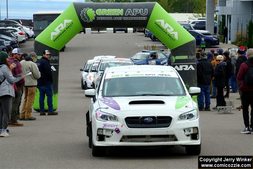 Jamey Randall / Andrew Rausch Subaru WRX leaves the ceremonial start.