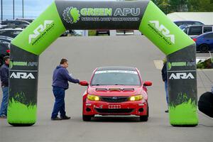 Jess Davids / Ethan Curtis Subaru Impreza at the ceremonial start.