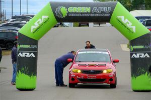 Jess Davids / Ethan Curtis Subaru Impreza at the ceremonial start.