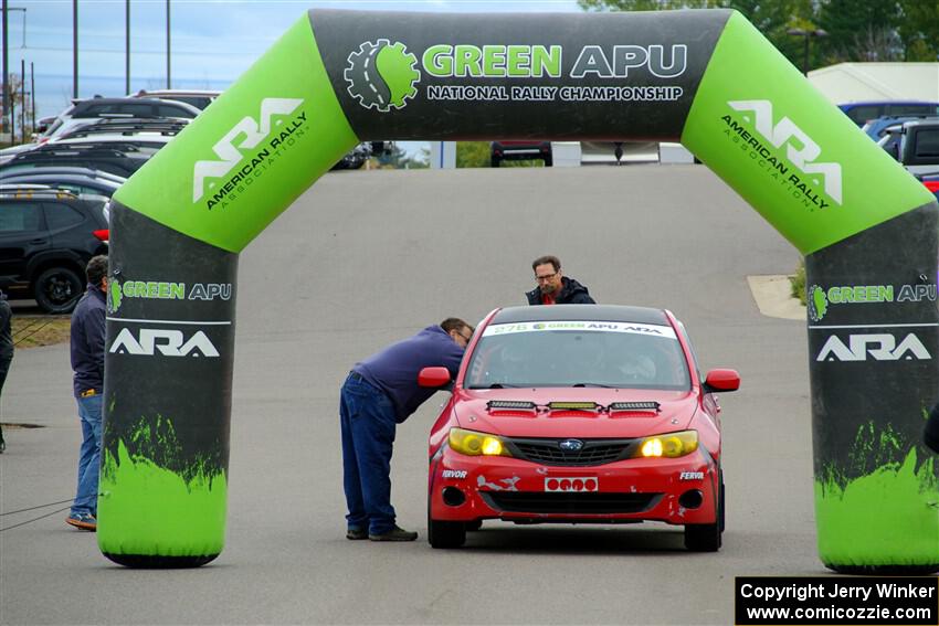 Jess Davids / Ethan Curtis Subaru Impreza at the ceremonial start.