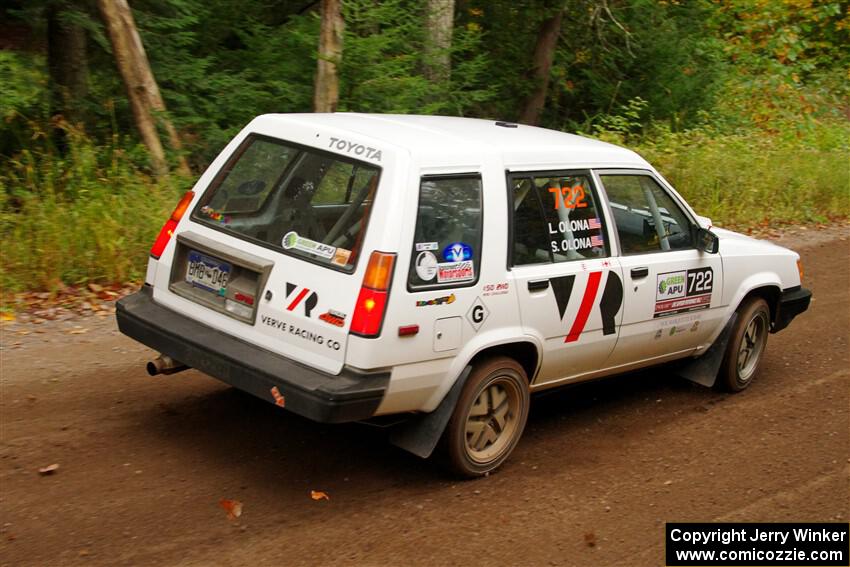 Steven Olona / Lauren Olona Toyota Tercel RWD on SS2, Bob Lake I.