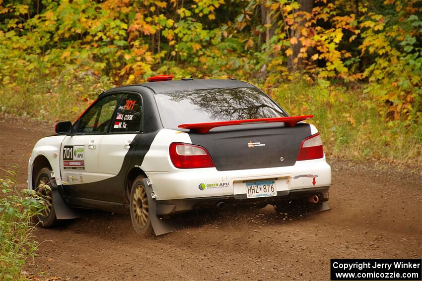 Jason Cook / Maggie Tu Subaru WRX on SS2, Bob Lake I.