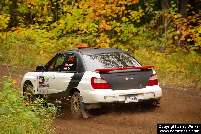 Jason Cook / Maggie Tu Subaru WRX on SS2, Bob Lake I.