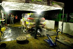 Patrick Gruszka / Florian Barral Hyundai i20 R5 at Sidnaw service after day one.