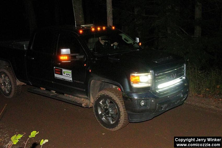 A GMC Sierra pickup sweeps SS6, Bob Lake II.