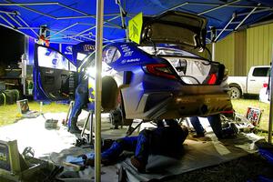 Brandon Semenuk / Keaton Williams Subaru WRX ARA24 at Sidnaw service after day one.