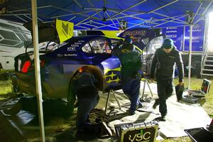 Brandon Semenuk / Keaton Williams Subaru WRX ARA24 at Sidnaw service after day one.