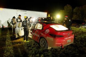 Chris Sladek / John Sharps Acura Integra at Sidnaw service after day one.