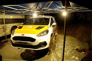 Al Kaumeheiwa / Cindy Krolikowski Ford Fiesta Rally3 at Sidnaw service after day one.