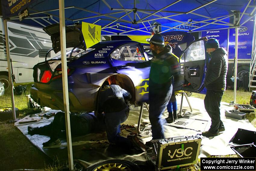 Brandon Semenuk / Keaton Williams Subaru WRX ARA24 at Sidnaw service after day one.