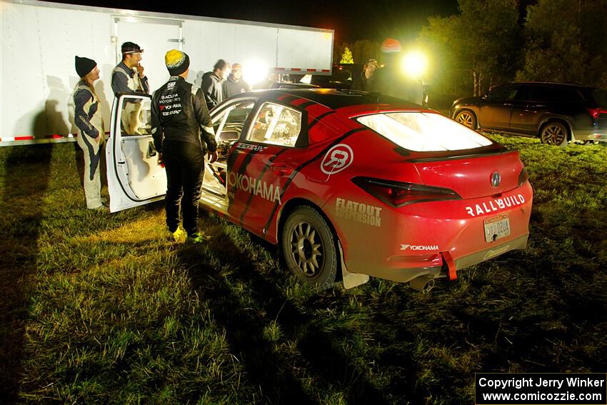 Chris Sladek / John Sharps Acura Integra at Sidnaw service after day one.