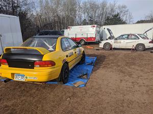 Steve Gingras / Katie Gingras Subaru Impreza and Aidan Hicks / John Hicks Subaru Impreza Wagon before the event.