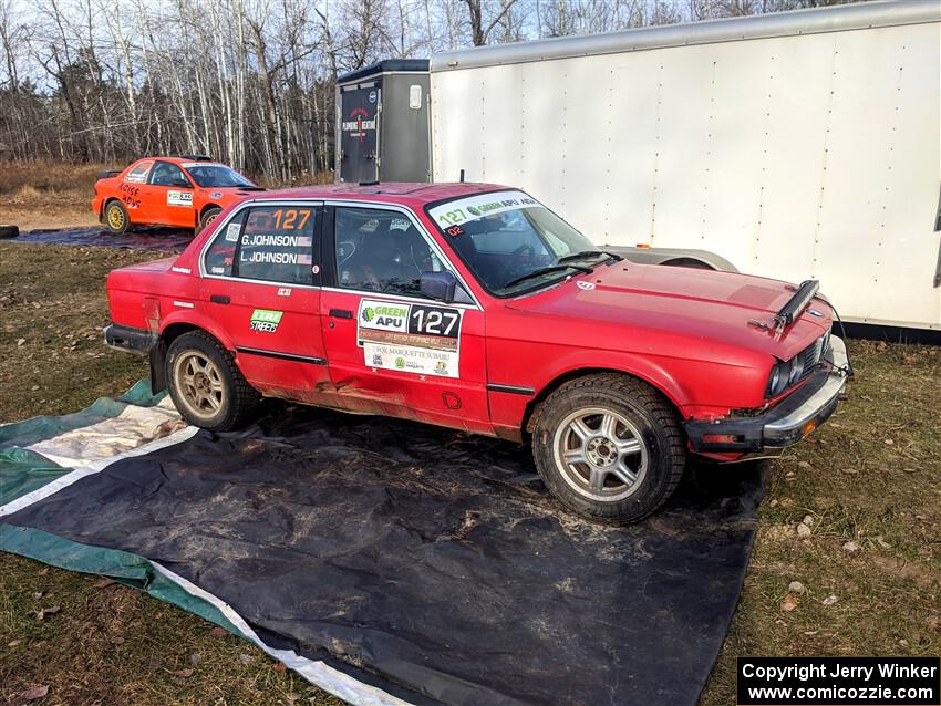 Levi Johnson / Griffin Johnson BMW 325e before the event.