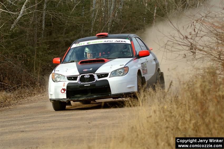 Jason Cook / Maggie Tu Subaru WRX on SS1.