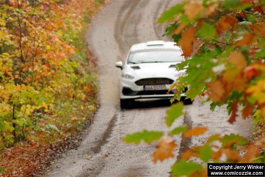 Javier Olivares / K.J. Miller Ford Fiesta Rally3 on SS13, Trouble.