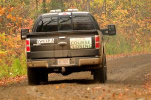 A Ford F-150 pickup sweeps SS13, Trouble.