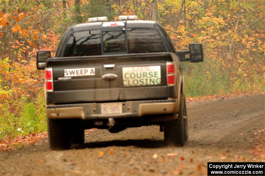 A Ford F-150 pickup sweeps SS13, Trouble.