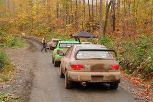 Three regional cars, ready to start SS15, Double Trouble.