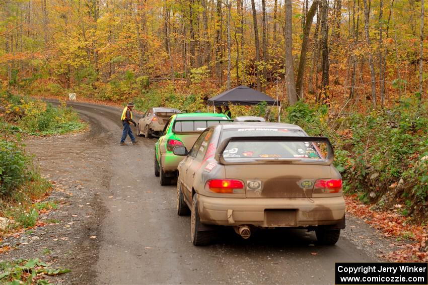 Three regional cars, ready to start SS15, Double Trouble.