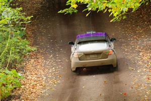 Silas Himes / Charlotte Himes Subaru WRX STi leaves the start of SS16, Mount Marquette.