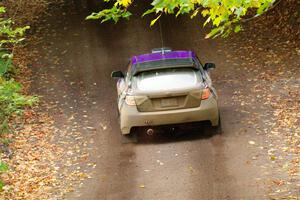 Silas Himes / Charlotte Himes Subaru WRX STi leaves the start of SS16, Mount Marquette.