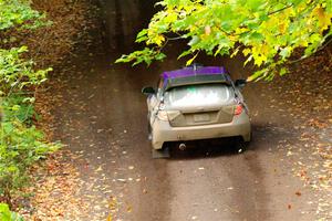 Silas Himes / Charlotte Himes Subaru WRX STi leaves the start of SS16, Mount Marquette.