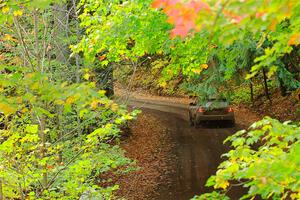 Silas Himes / Charlotte Himes Subaru WRX STi leaves the start of SS16, Mount Marquette.