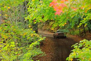 Silas Himes / Charlotte Himes Subaru WRX STi leaves the start of SS16, Mount Marquette.