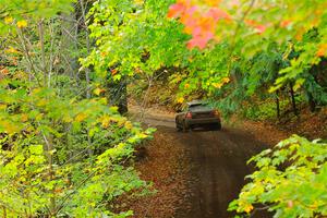 Silas Himes / Charlotte Himes Subaru WRX STi leaves the start of SS16, Mount Marquette.