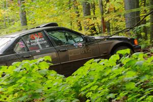 Matt Nykanen / Lars Anderson BMW 328i leaves the start of SS16, Mount Marquette.