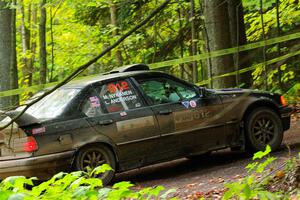 Matt Nykanen / Lars Anderson BMW 328i leaves the start of SS16, Mount Marquette.