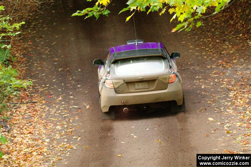 Silas Himes / Charlotte Himes Subaru WRX STi leaves the start of SS16, Mount Marquette.