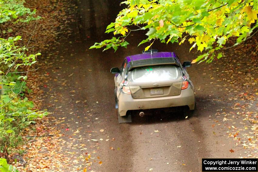 Silas Himes / Charlotte Himes Subaru WRX STi leaves the start of SS16, Mount Marquette.