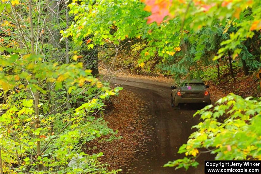 Silas Himes / Charlotte Himes Subaru WRX STi leaves the start of SS16, Mount Marquette.