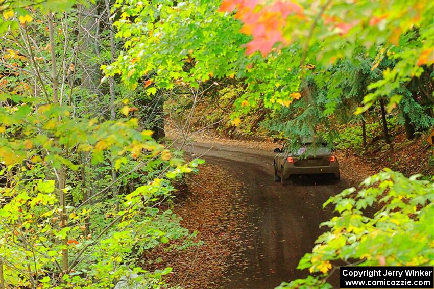 Silas Himes / Charlotte Himes Subaru WRX STi leaves the start of SS16, Mount Marquette.