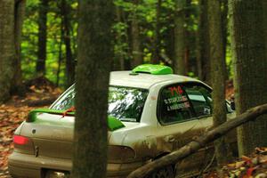 Jordon Haberer / Drew Staples Subaru Impreza leaves the start of SS16, Mount Marquette.