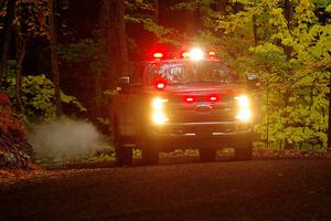 A Ford F-150 pickup sweeps SS16, Mount Marquette.