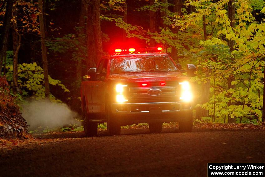 A Ford F-150 pickup sweeps SS16, Mount Marquette.