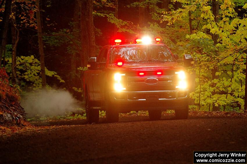 A Ford F-150 pickup sweeps SS16, Mount Marquette.