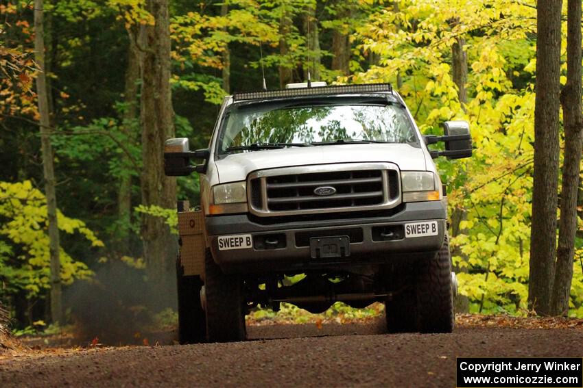 A Ford F-350 Super Duty pickup sweeps SS16, Mount Marquette.