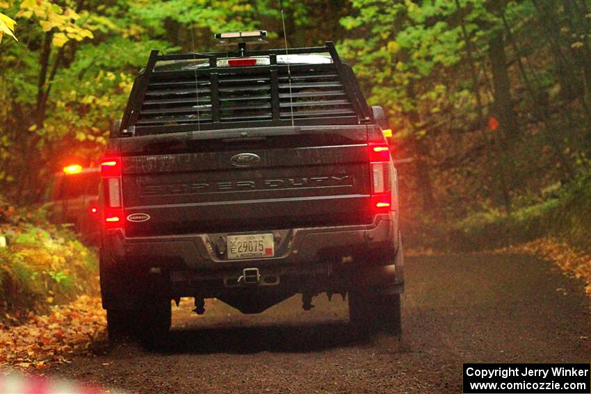 A Ford F-250 Super Duty pickup sweeps SS16, Mount Marquette.