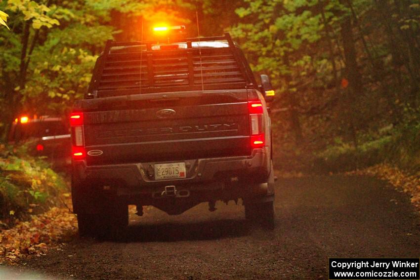 A Ford F-250 Super Duty pickup sweeps SS16, Mount Marquette.